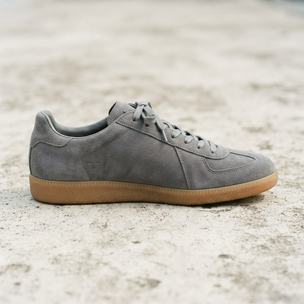 After: Suede low-top trainers